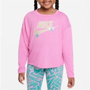 Nike Girls Notebook Logo Knit Top Playful Pink Size 4 (XS) long sleeve shirt